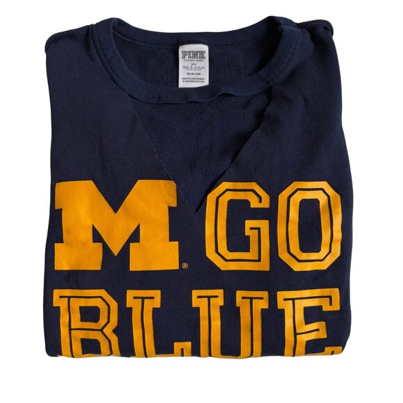 Pink by Victoria's Secret University of Michigan M GO BLUE Sweatshirt - Size XS - Picture 2 of 9